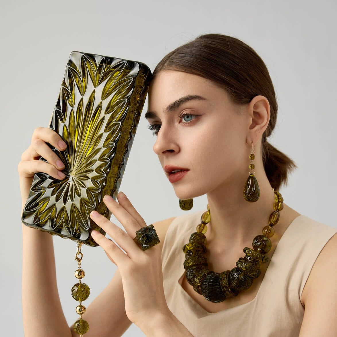 BESTSELLER Long Rectangle Clutch Olive