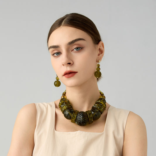 Statement Collar Necklace Olive