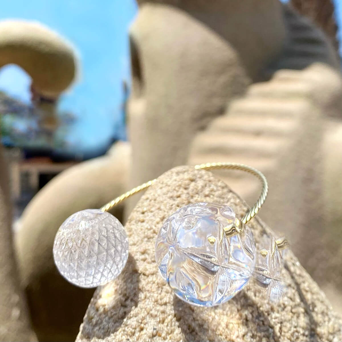 LOW STOCK Dual Ball Cuff Vintage Clear