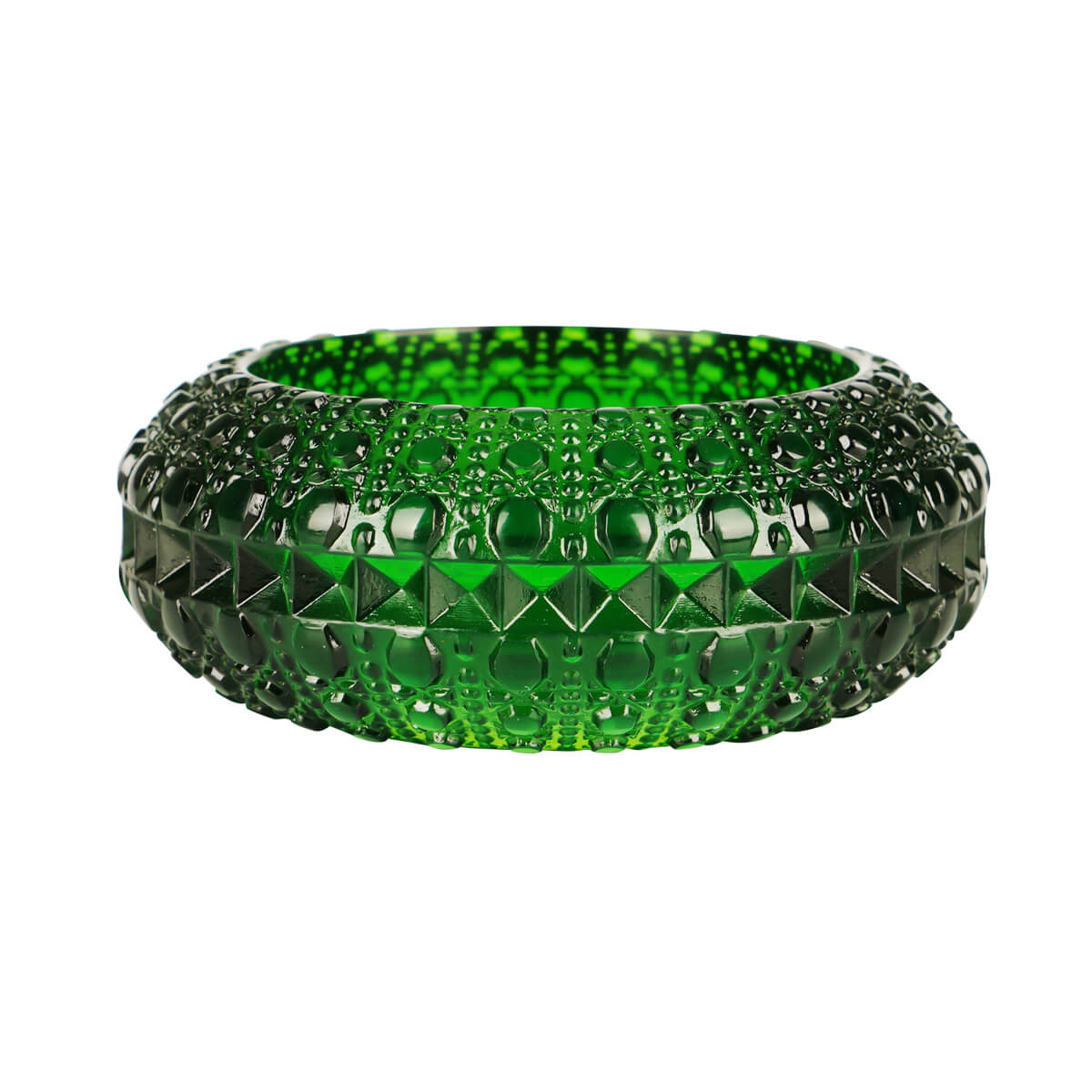 Wide Bubble Bangle Emerald Green