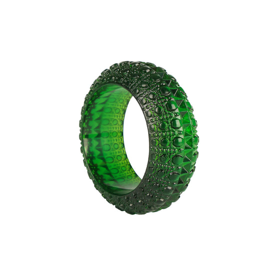 Wide Bubble Bangle Emerald Green