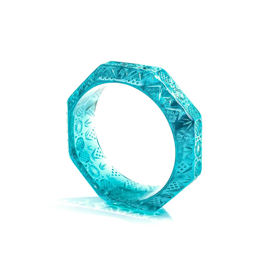 LOW STOCK Etched Octagon Bangle Aqua