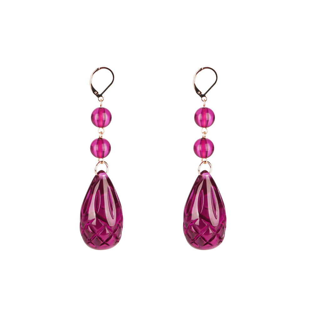 Etched Teardrop Earrings Deep Purple