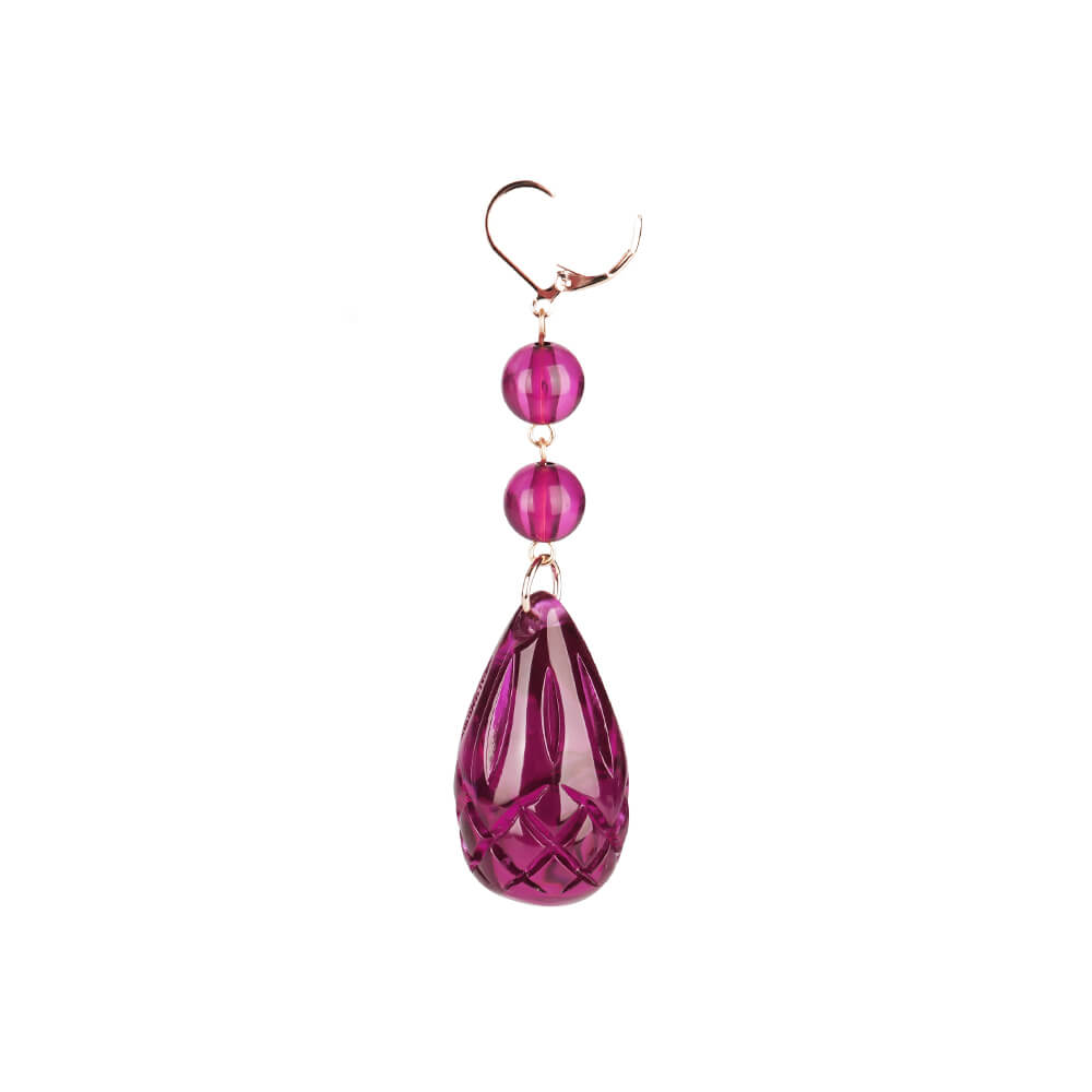 Etched Teardrop Earrings Deep Purple