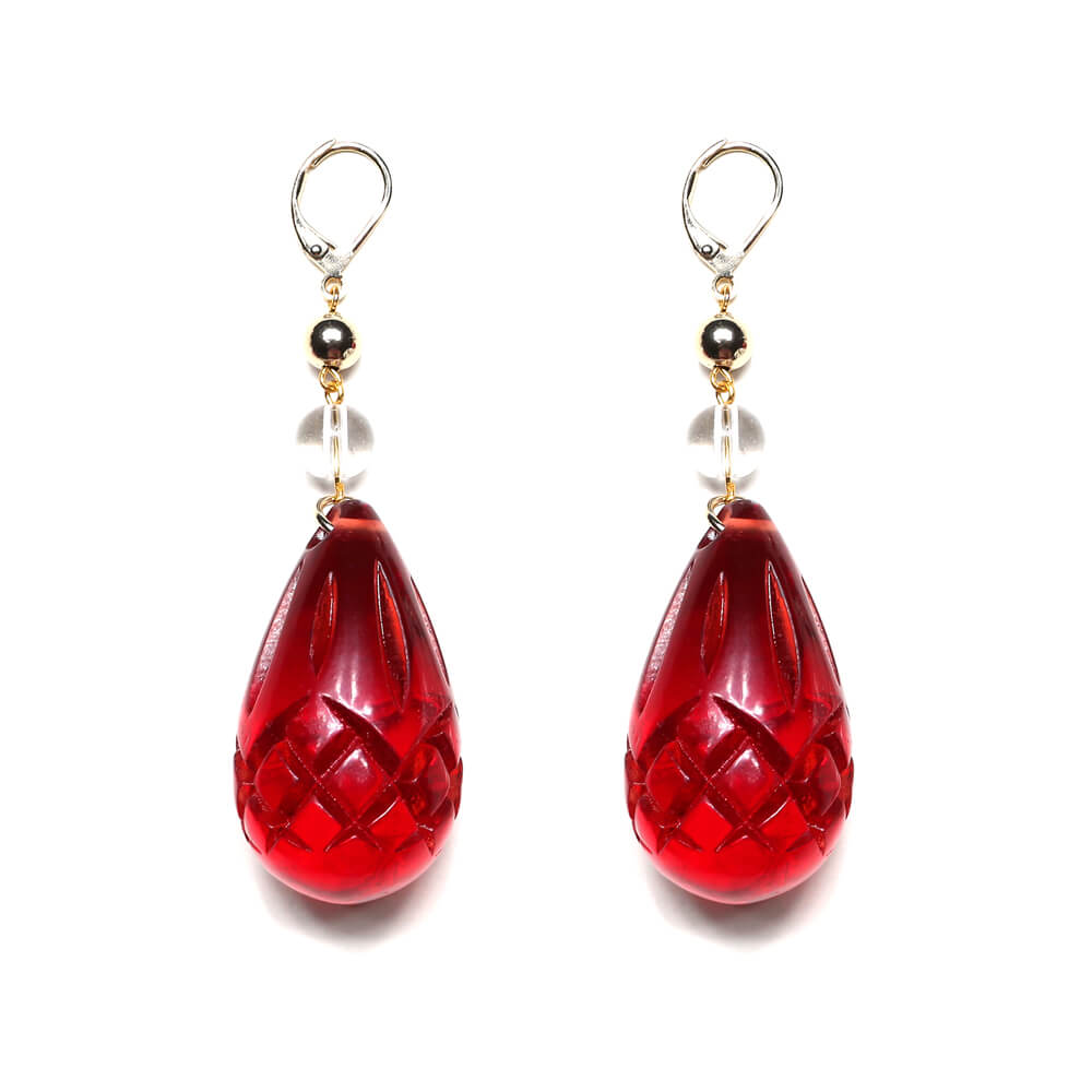 Etched Teardrop Earrings Burgundy