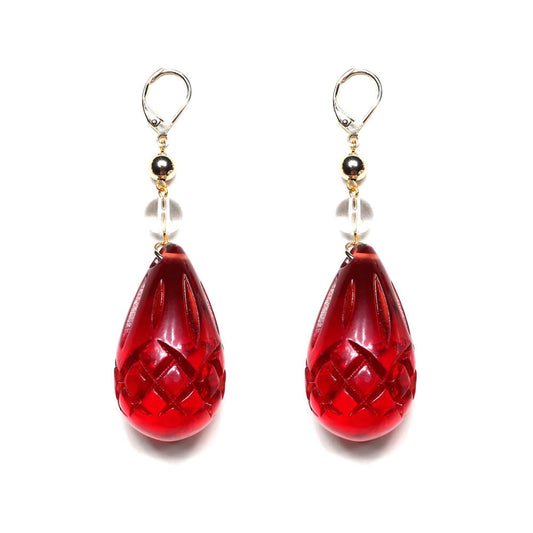 Etched Teardrop Earrings Burgundy