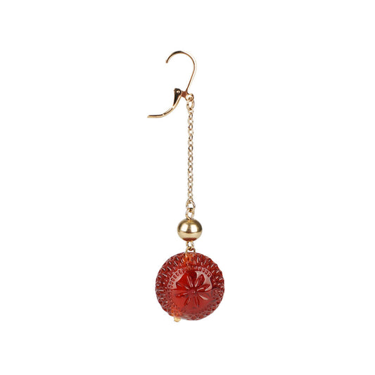 Frosted Ball Drop Earrings Amber