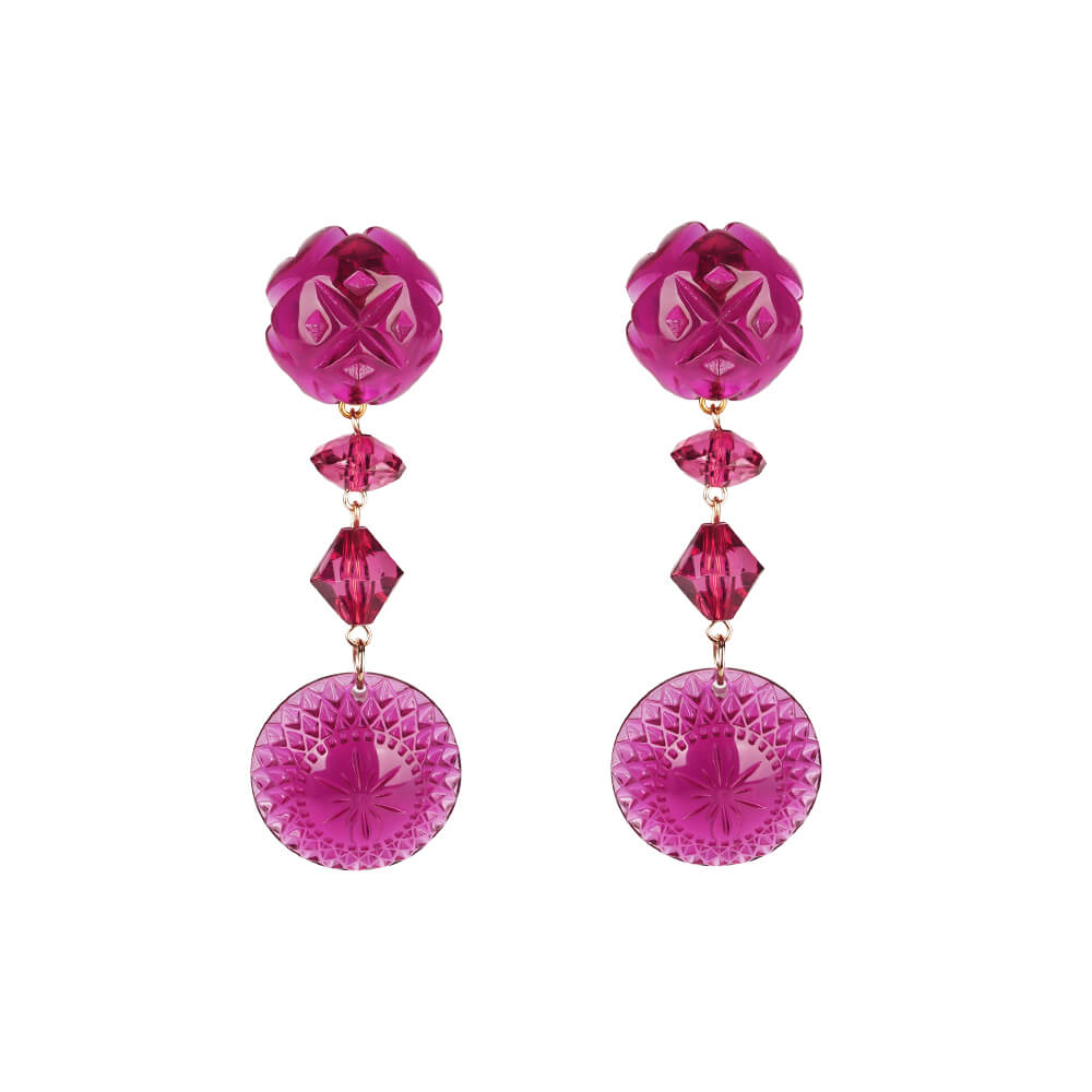 Multi Shape Stud Earrings Deep Purple