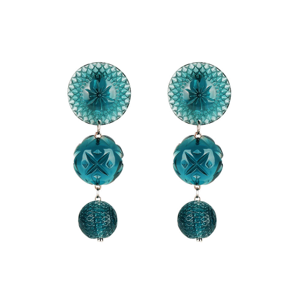 Drip Crystal Stud Earrings Indigo