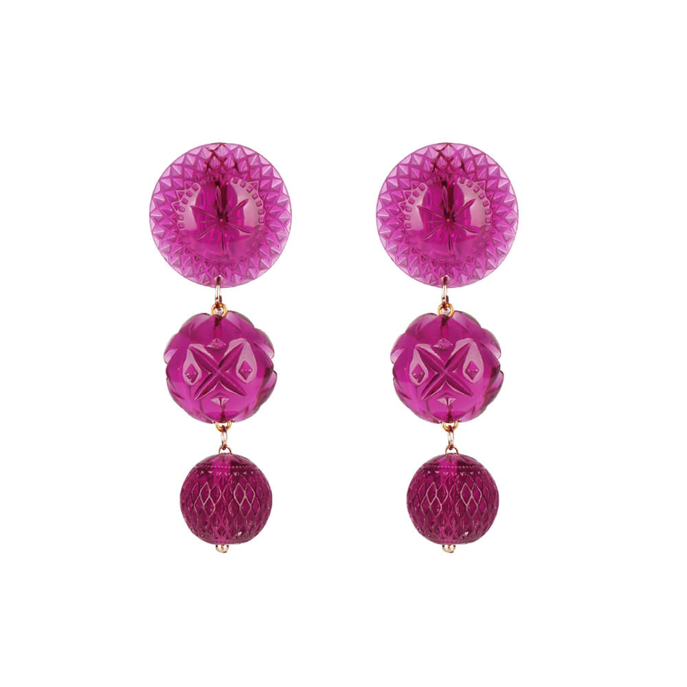 Drip Crystal Stud Earrings Deep Purple
