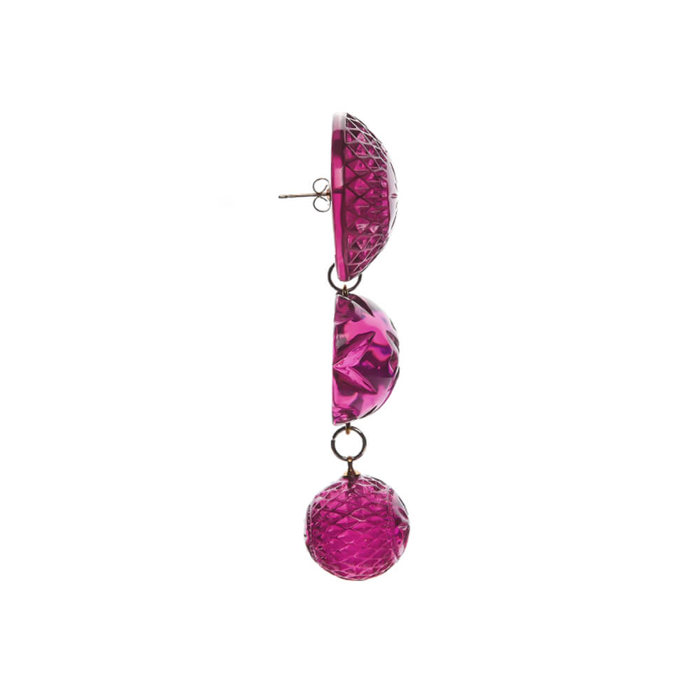 Drip Crystal Stud Earrings Deep Purple