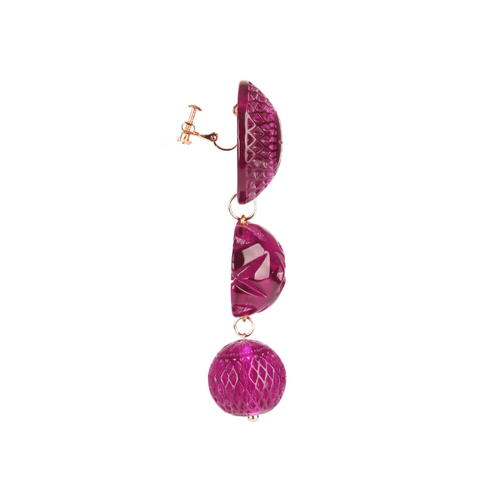 Drip Crystal Stud Earrings Deep Purple