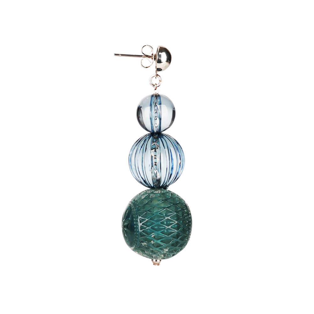 Triple Ball Stud Earrings Indigo