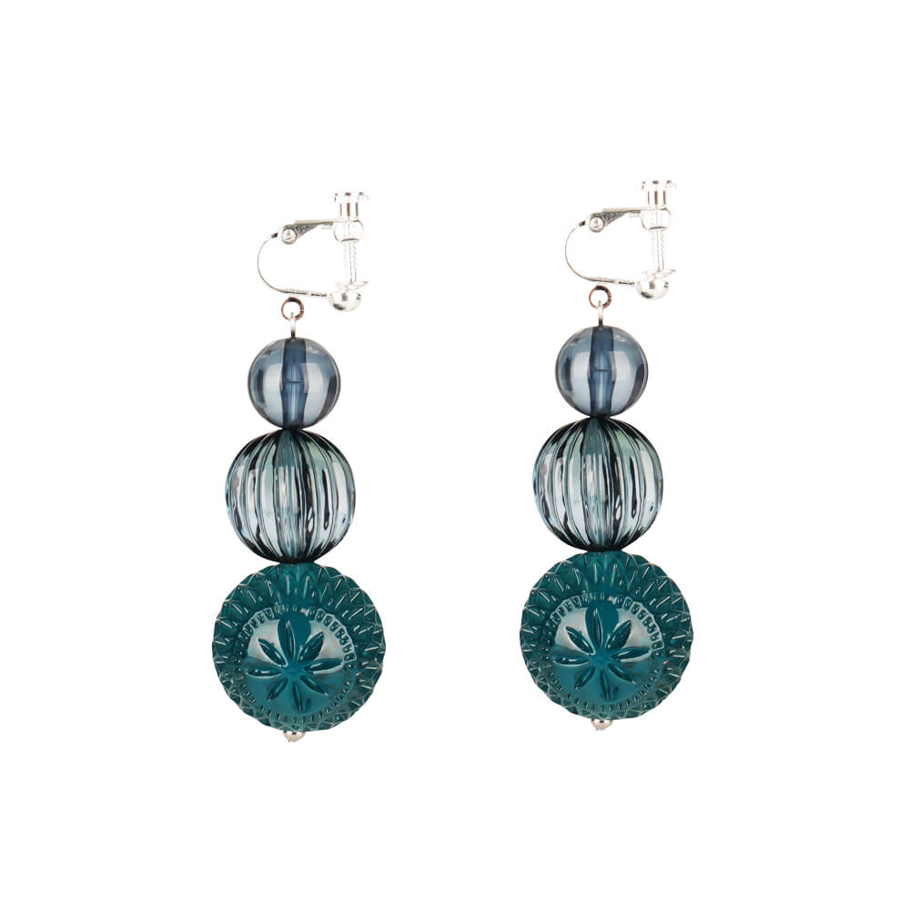 Triple Ball Stud Earrings Indigo