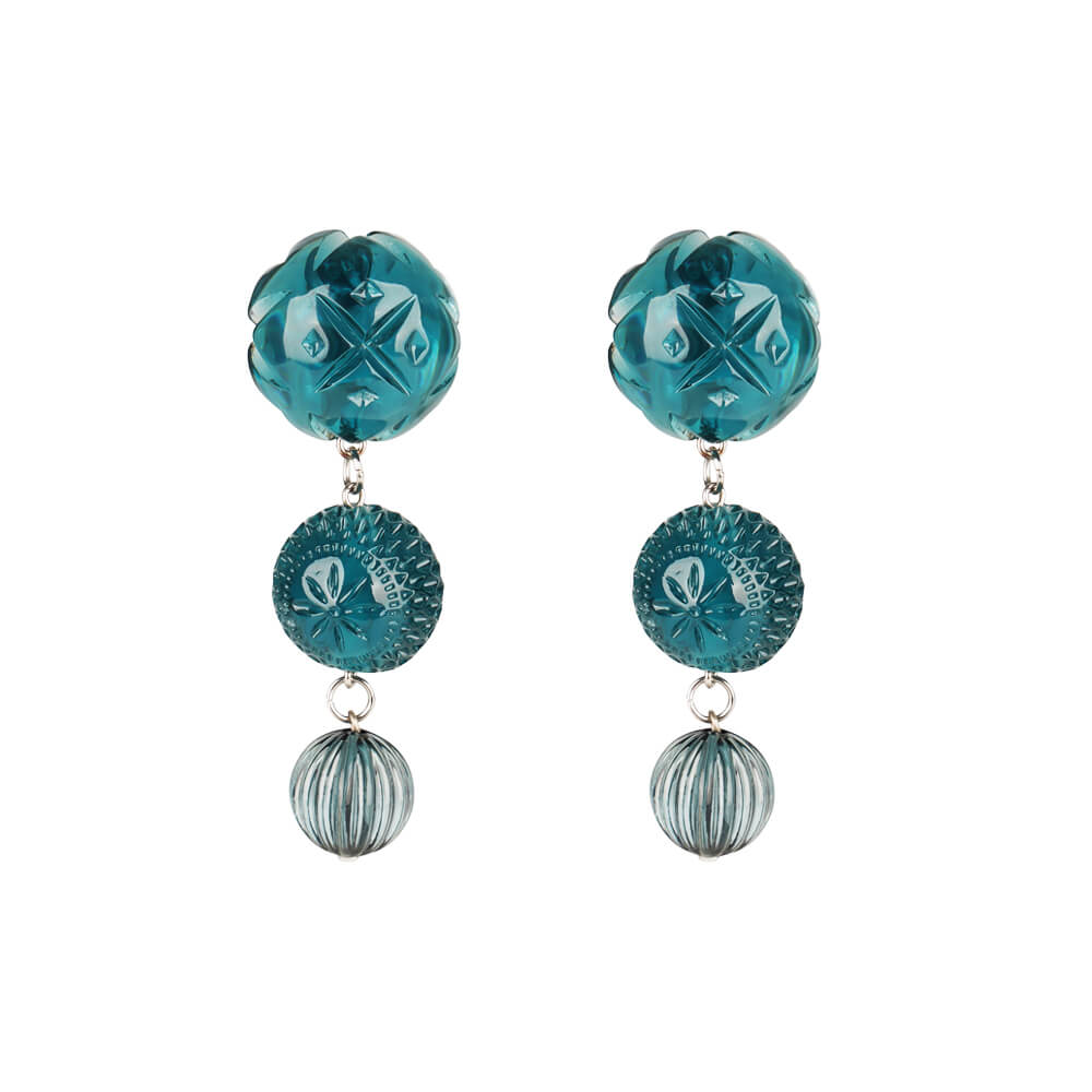 Etched Drip Stud Earrings Indigo
