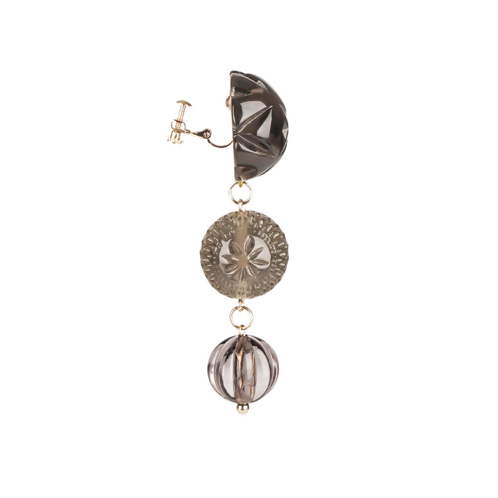 Etched Drip Stud Earrings Dark Grey