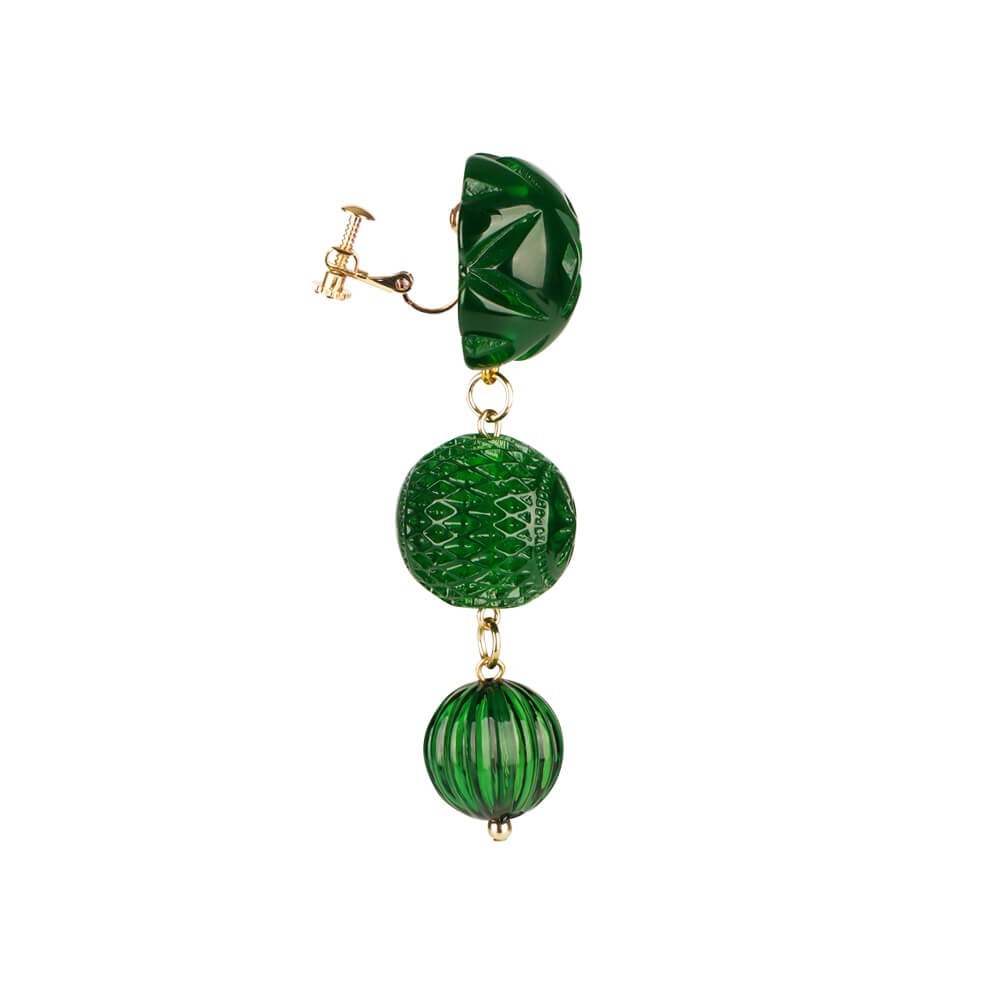 Etched Drip Stud Earrings Emerald Green