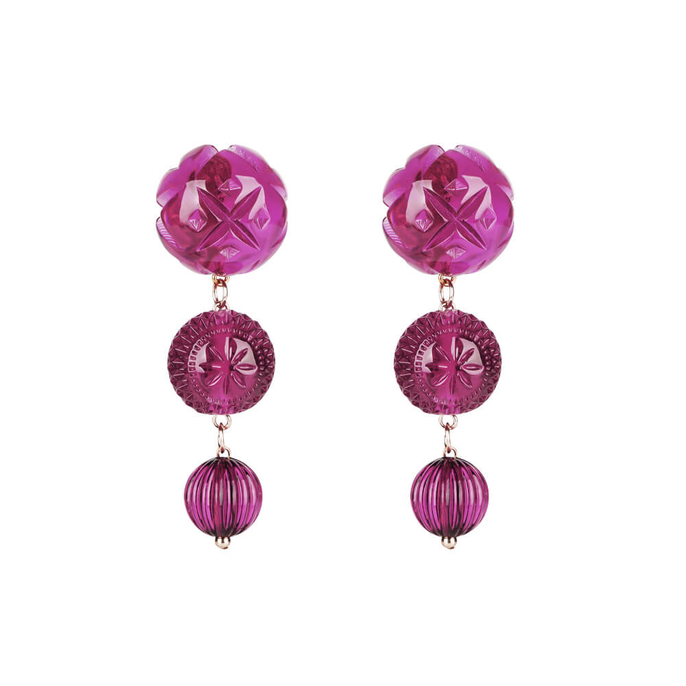 NEW IN Etched Drip Stud Earrings Deep Purple