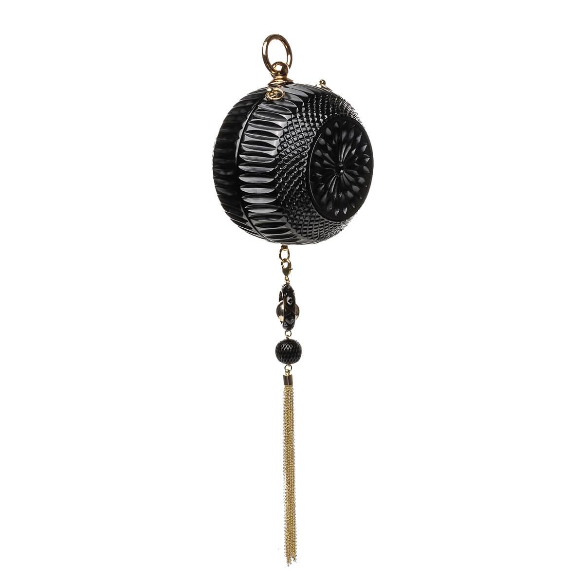 Hand Carved Sphere Clutch Black