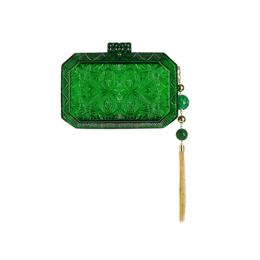 Wide Octagon Clutch Emerald Green