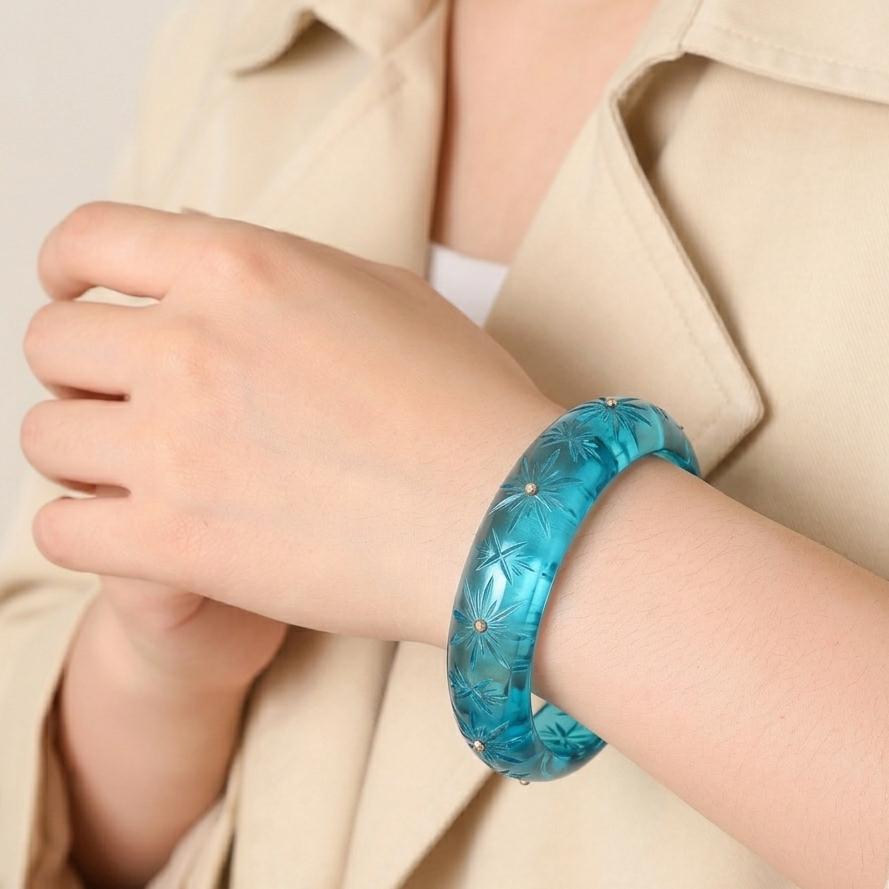 BACK IN STOCK Studded Crystal Bangle Aqua
