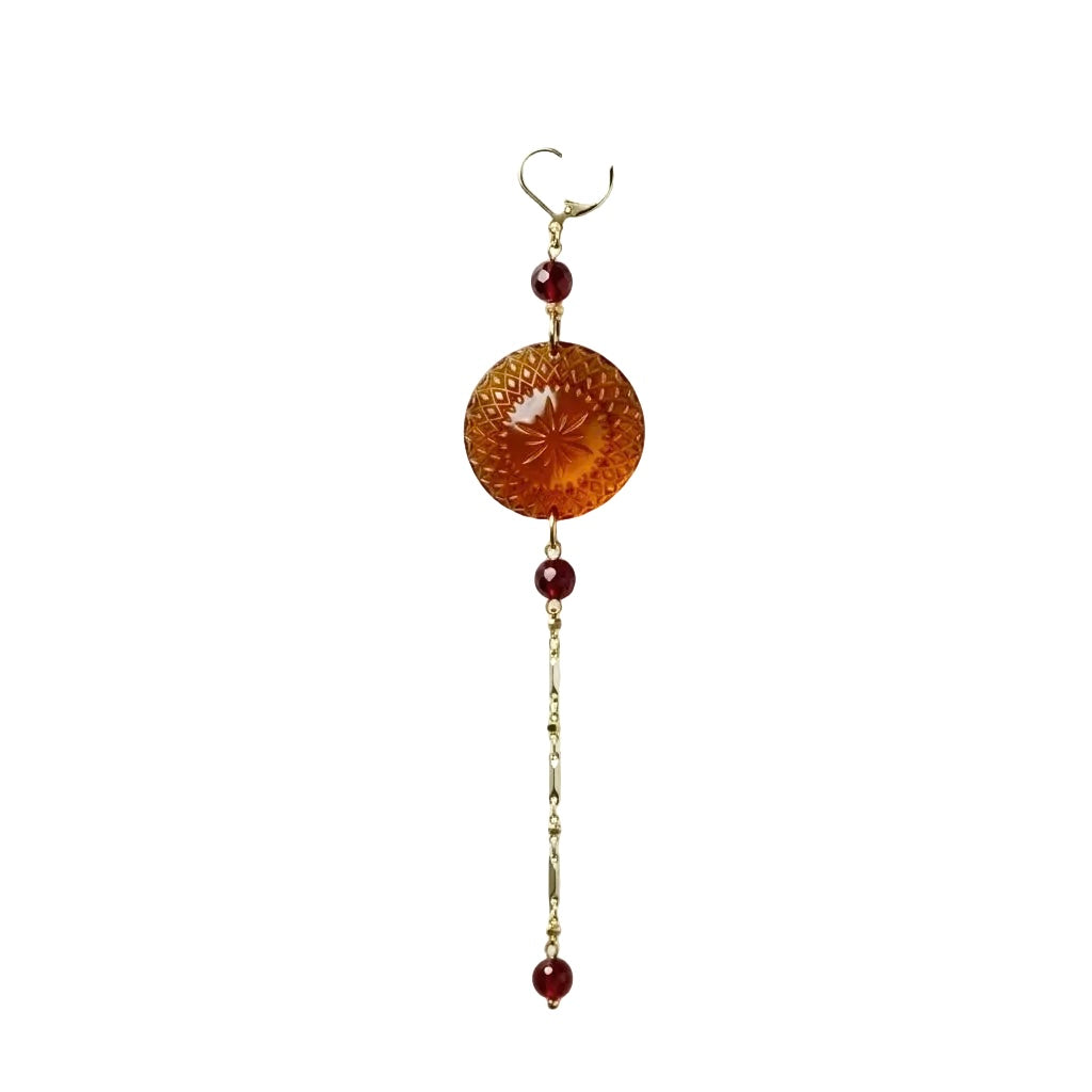 Long String Disc Earrings Amber