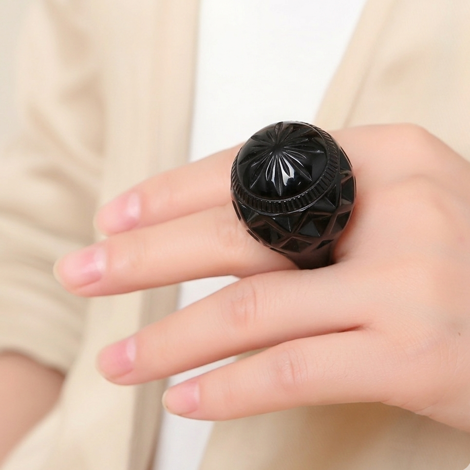 Large Dome Ring Black