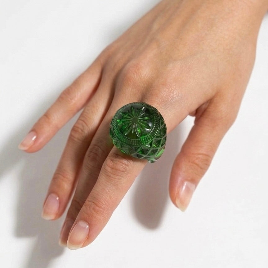Large Dome Ring Emerald Green