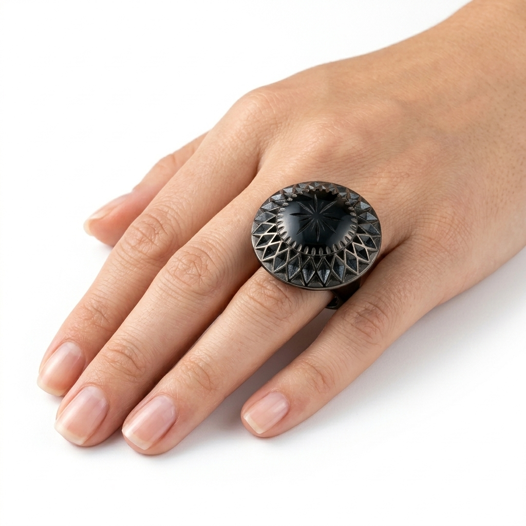 Etched Circle Ring Black