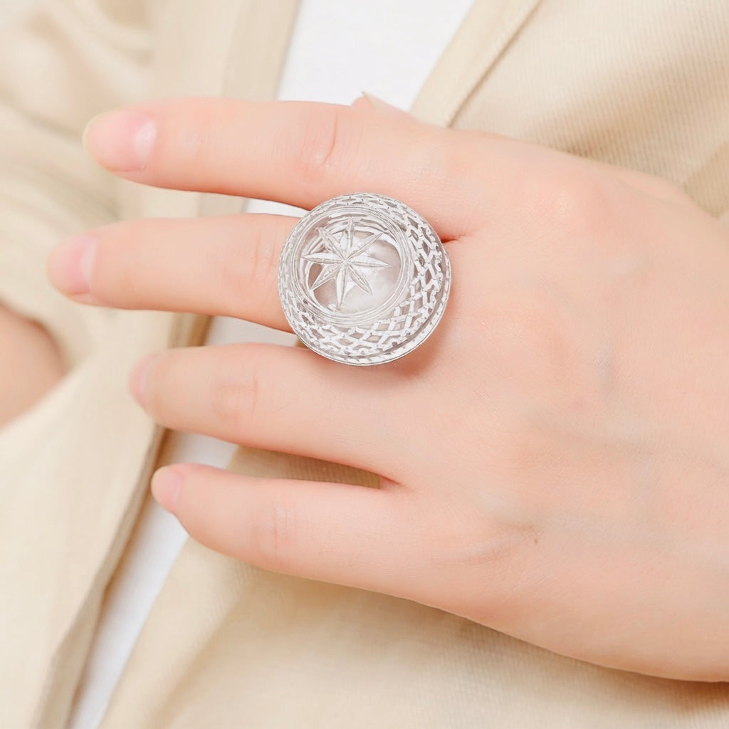 Etched Dome Ring Vintage Clear