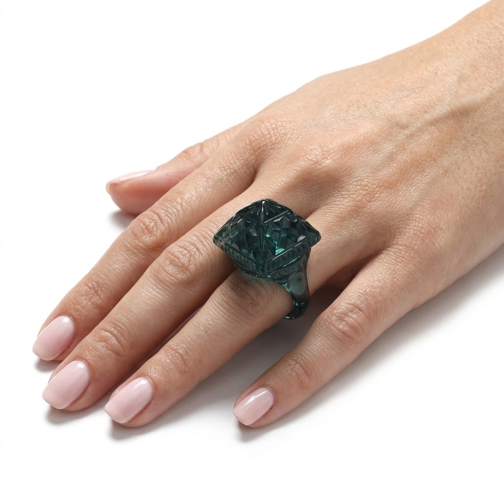 Carved Square Ring Indigo