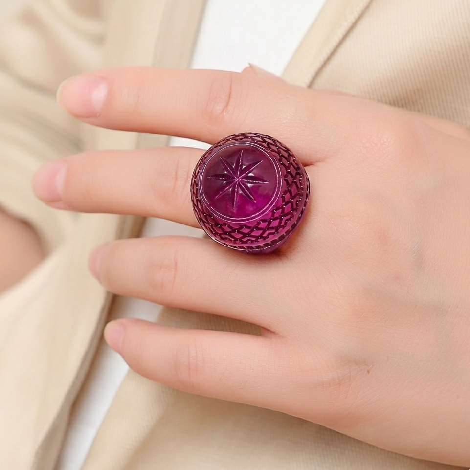 Etched Dome Ring Deep Purple
