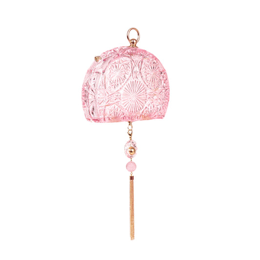 Hand Carved Fan Clutch Rosé