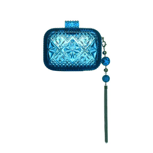 Hand Carved Clutch Classic Blue