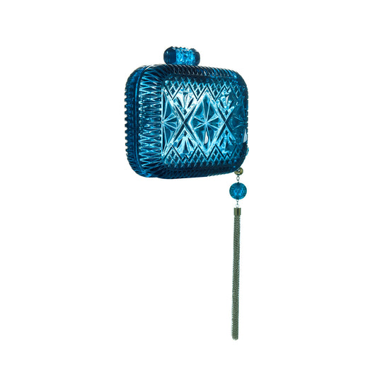 Hand Carved Clutch Classic Blue