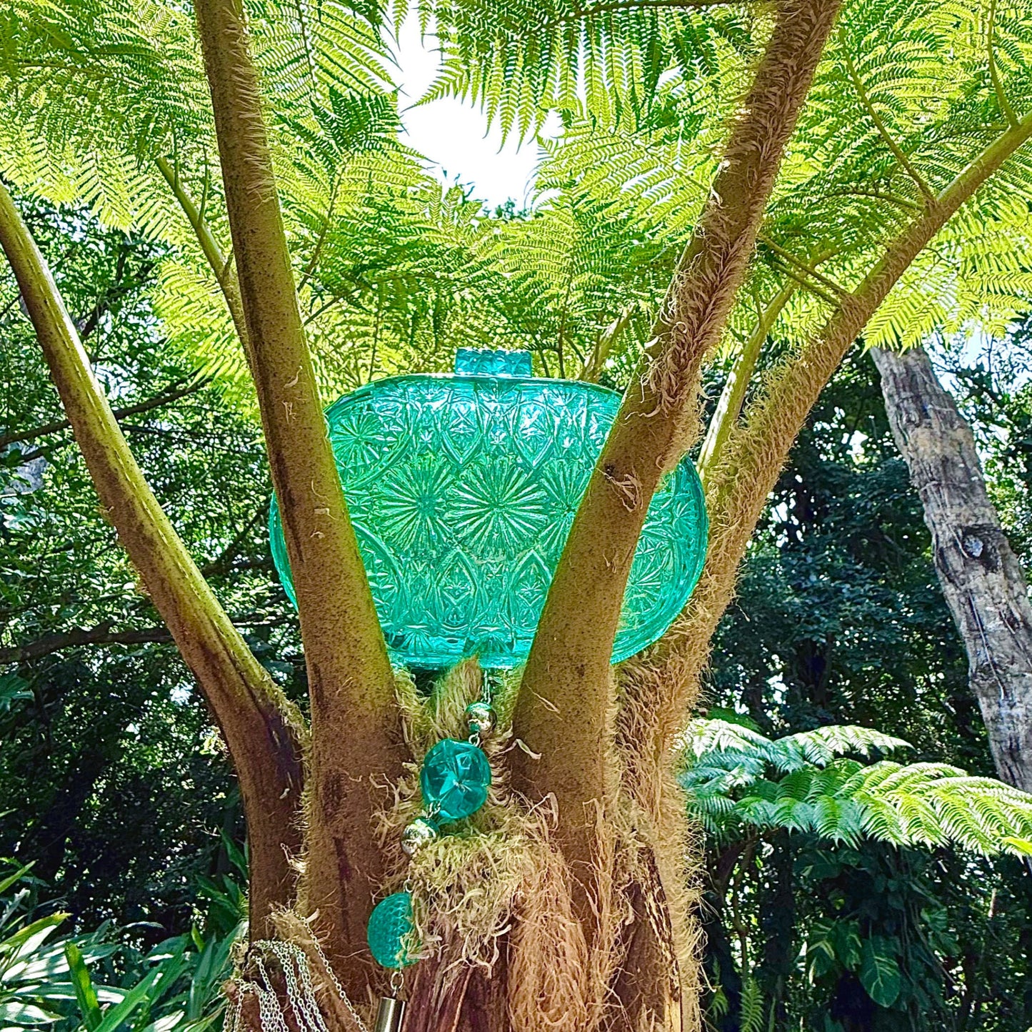 Hand Carved Oval Clutch Aqua