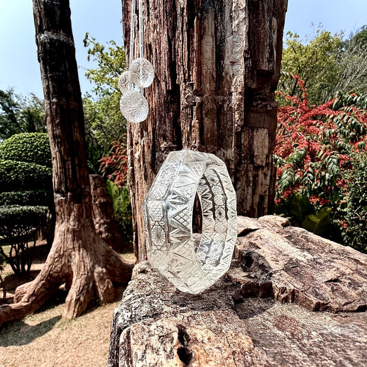 RESTOCKED Etched Octagon Bangle Vintage Clear