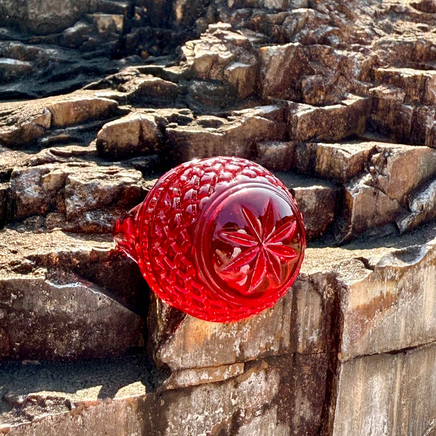 Etched Dome Ring Burgundy