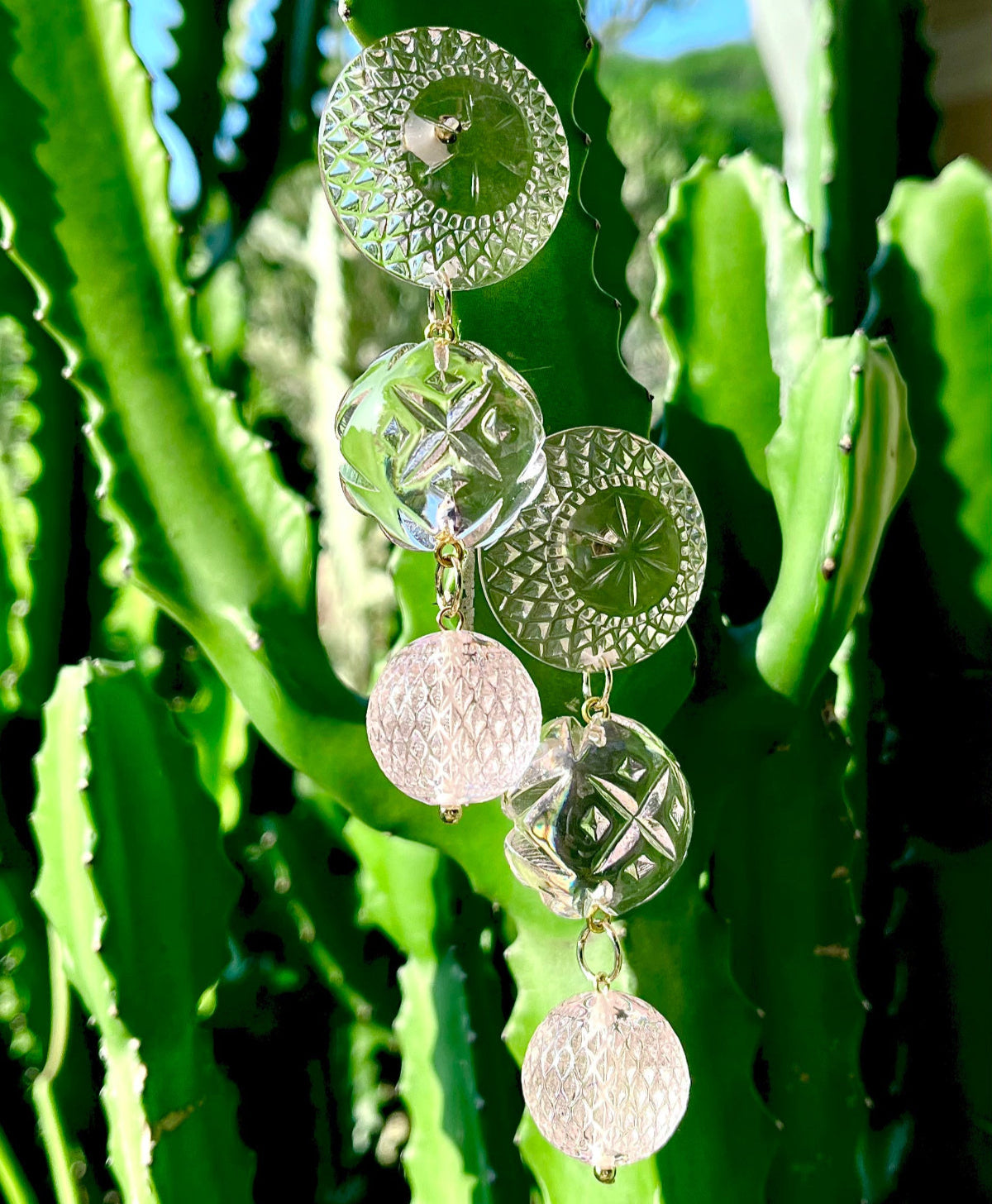 Drip Crystal Stud Earrings Rosé