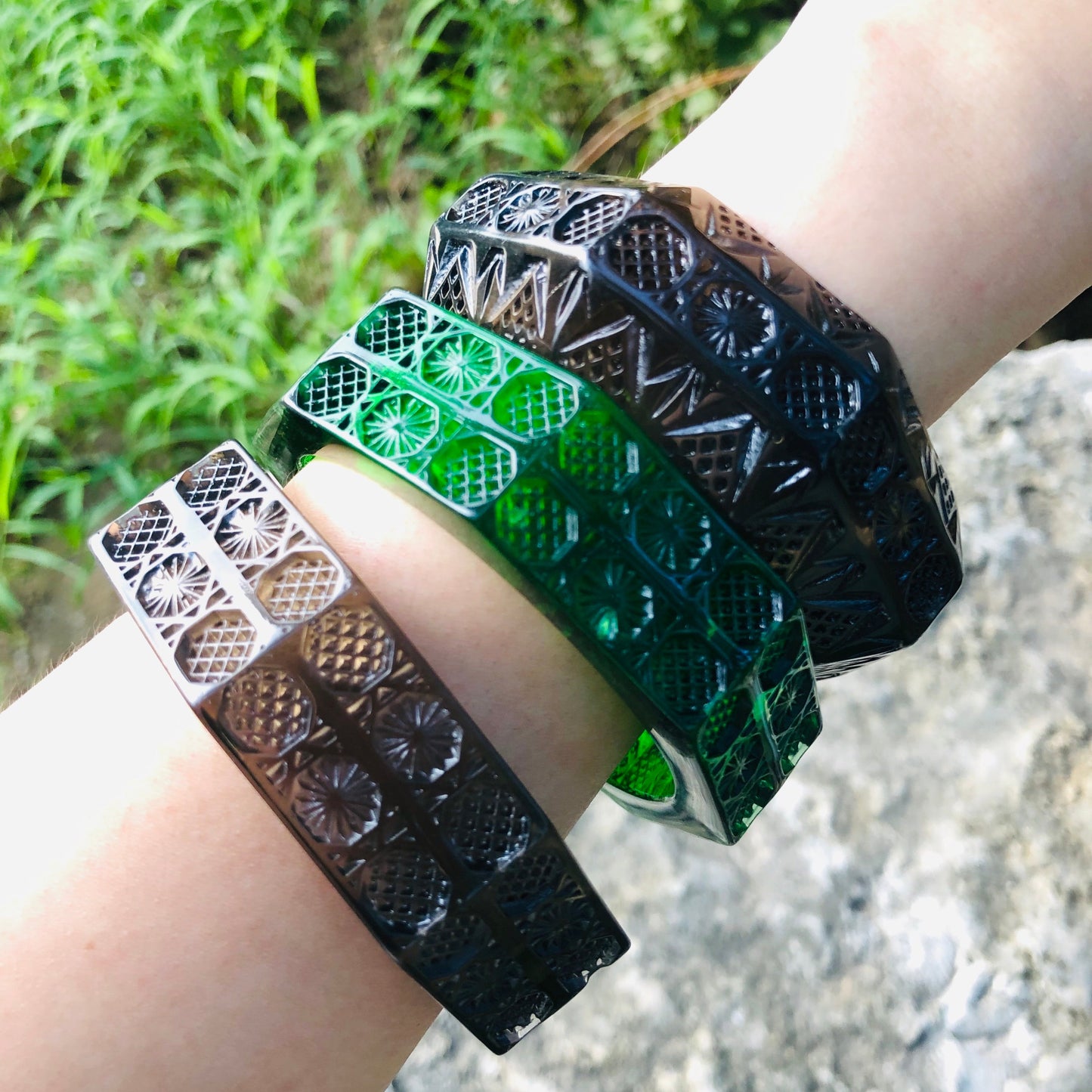 Octagon Bangle Emerald Green