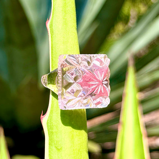 Hand Carved Square Ring Rosé