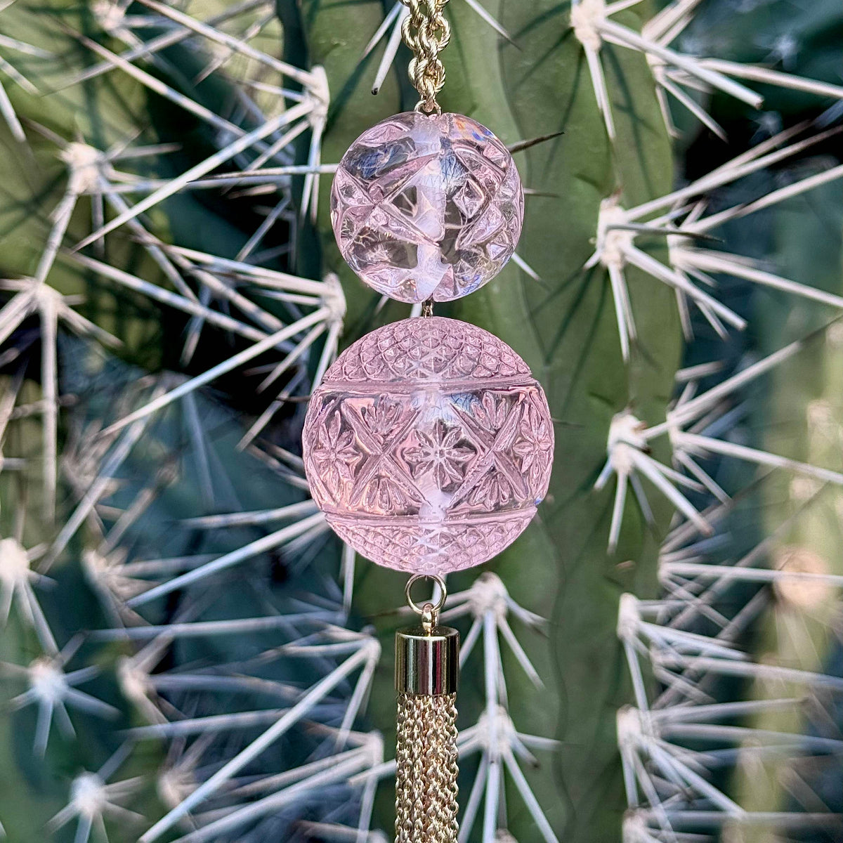 BESTSELLER Dual Ball Long Tassel Necklace Rosé