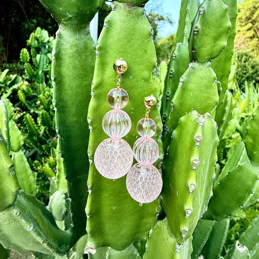 Triple Ball Stud Earrings Rosé