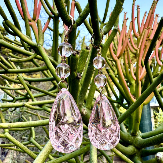 Etched Teardrop Earrings Rosé