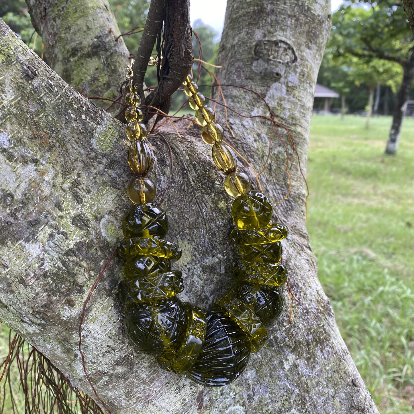 Statement Collar Necklace Olive