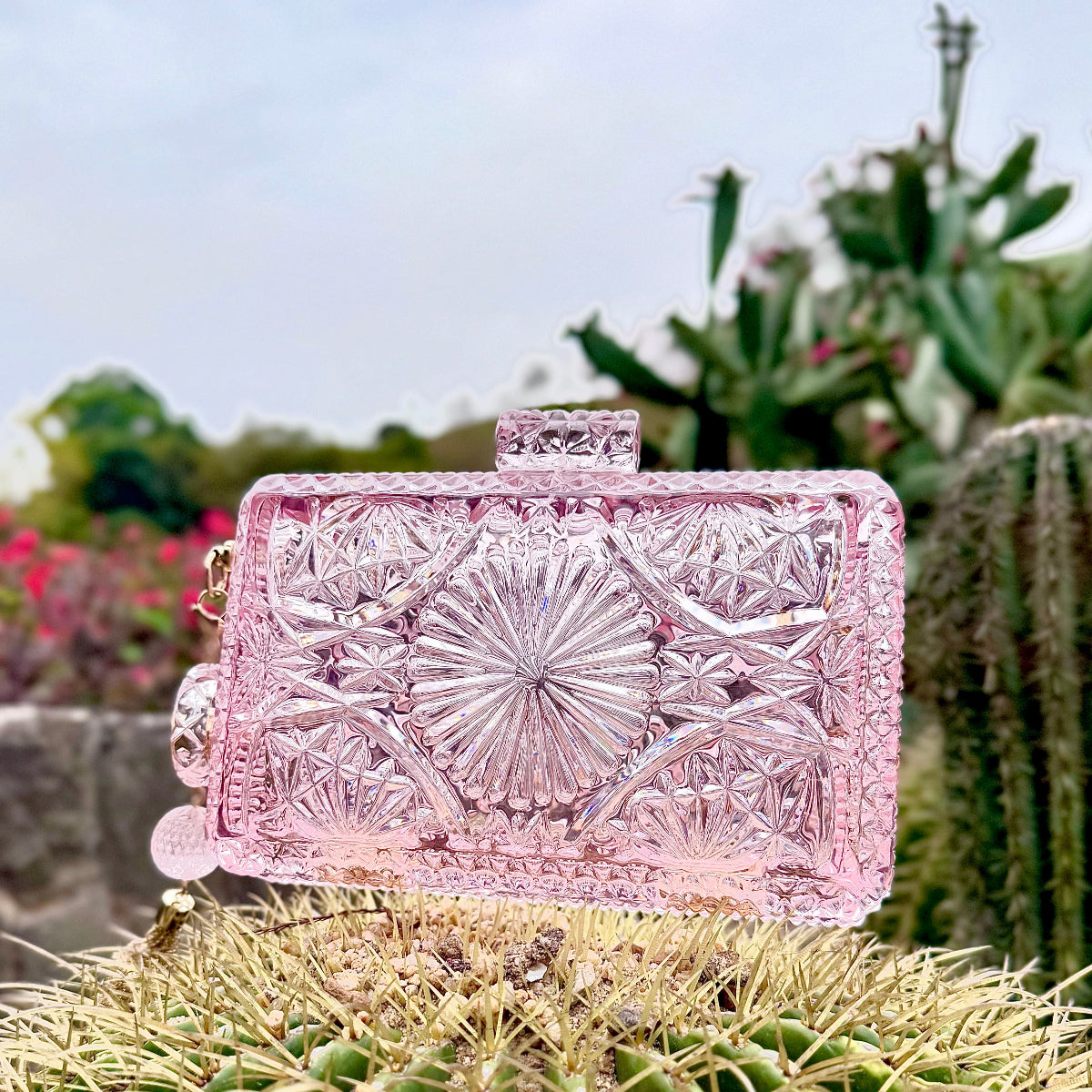 BESTSELLER Hand Carved Rectangle Clutch Rosé