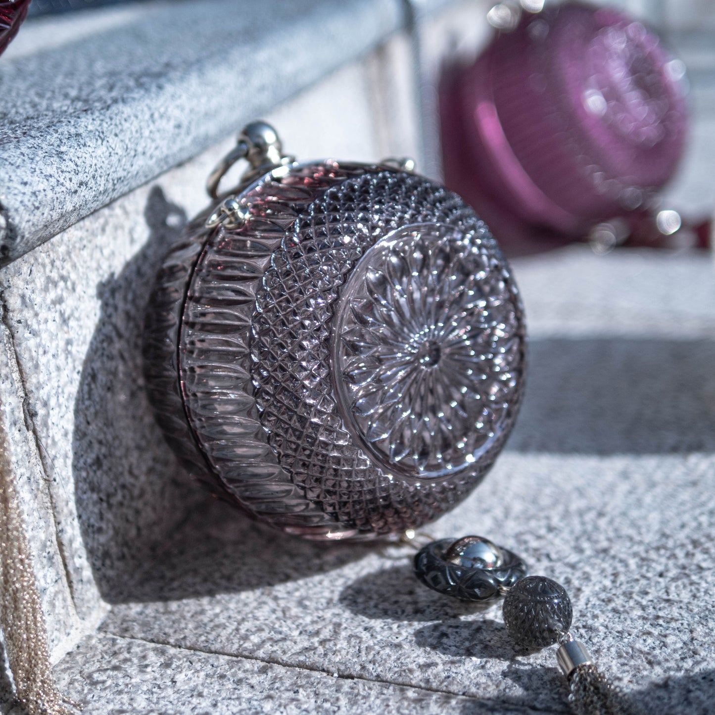 Hand Carved Sphere Clutch Dark Grey
