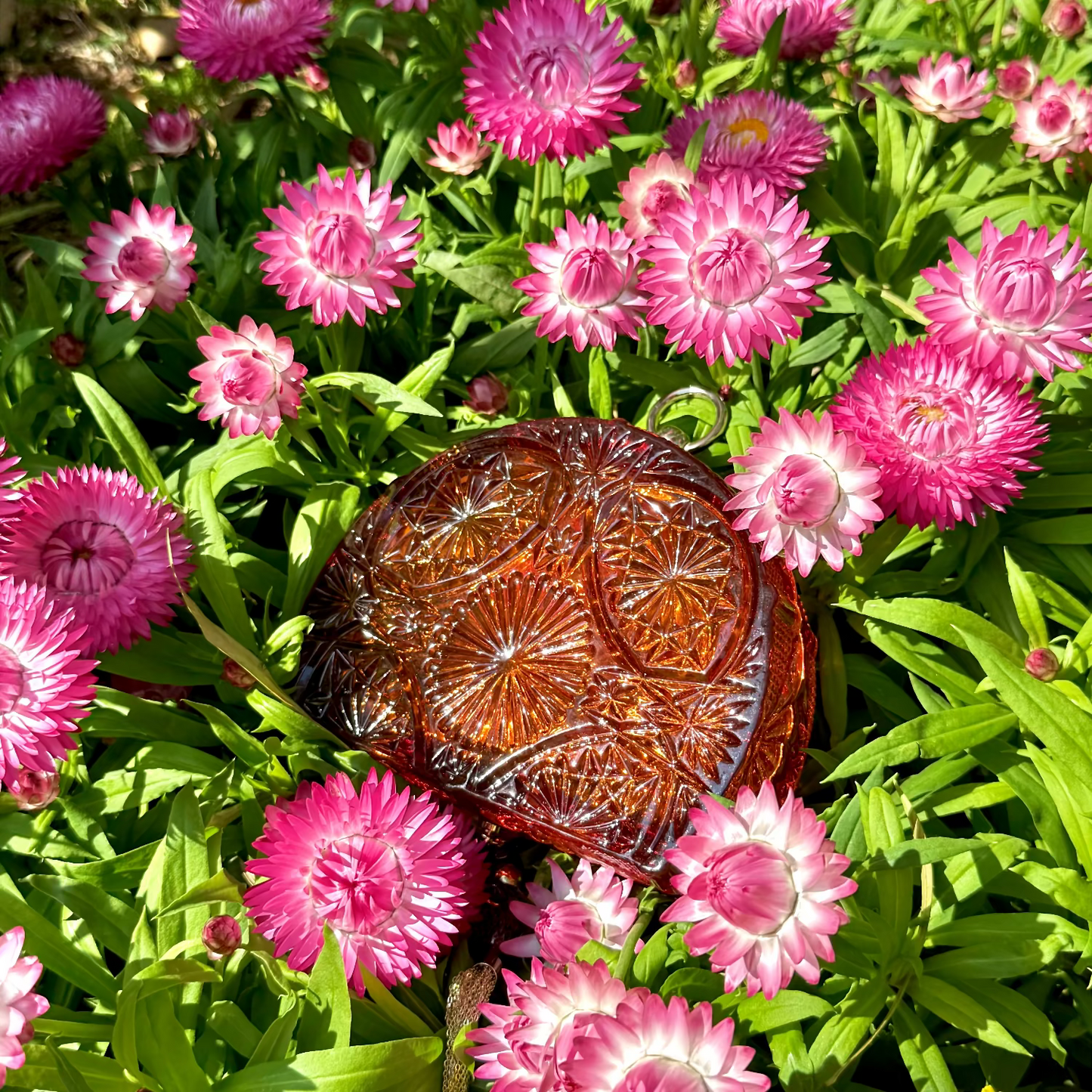 LOW STOCK Hand Carved Fan Clutch Amber