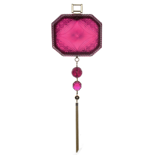 Hand Carved Octagon Clutch Deep Purple