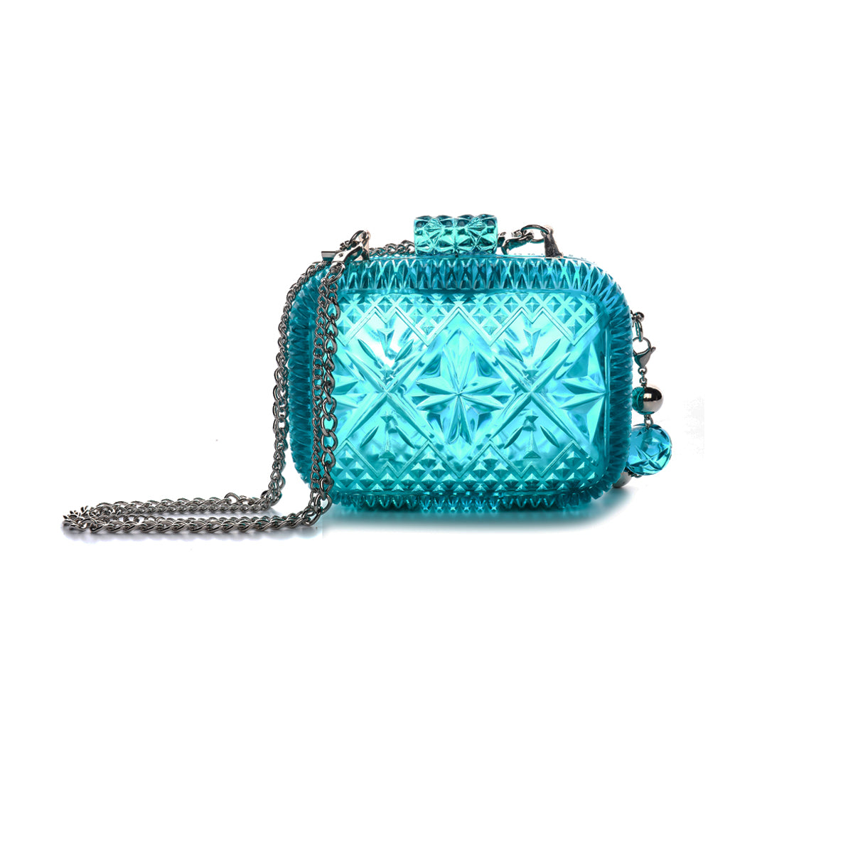 Hand Carved Clutch Aqua